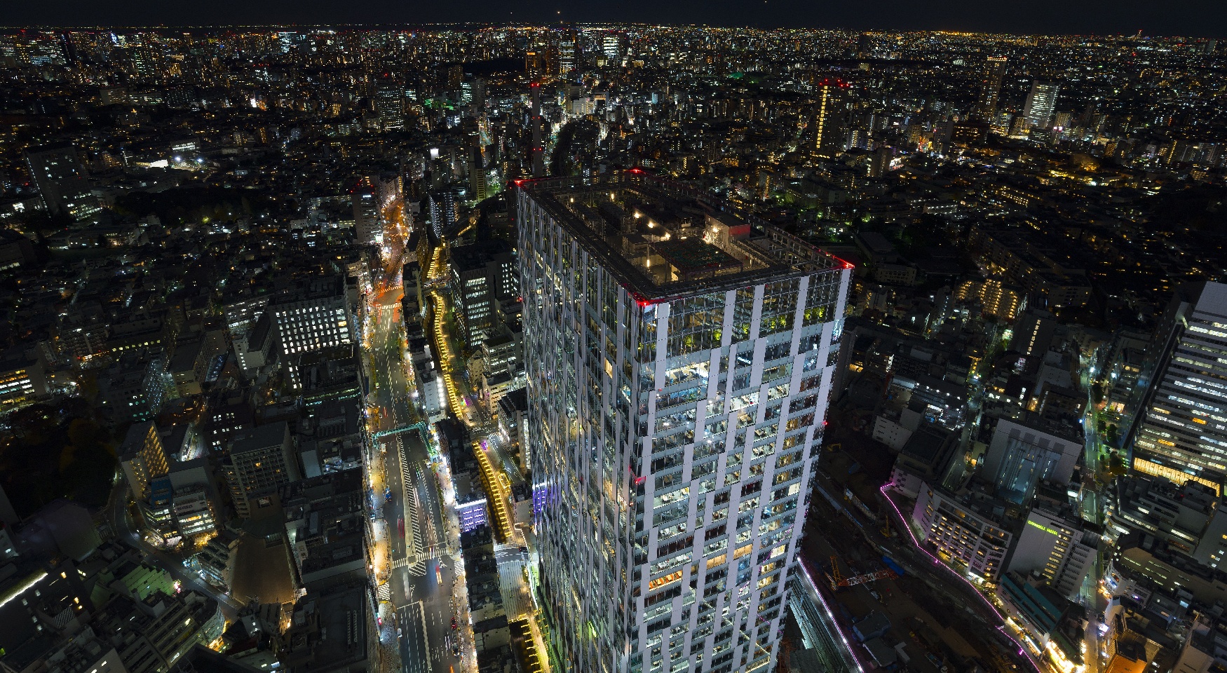渋谷ストリーム夜景上空